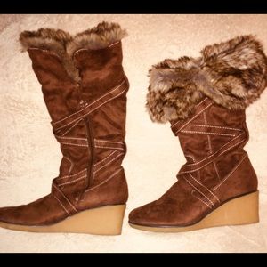 Diba Chocolate Brown Boots with Fur